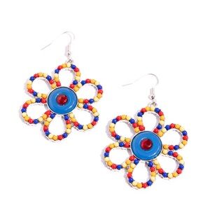Colorful Beaded Flower Earrings